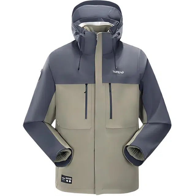 探路者  休闲舒适户外三合一  防水透气保暖防泼水冲锋衣 男款 柚木色\灰色