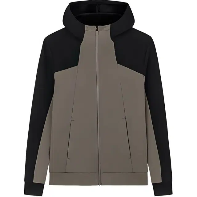 超级安踏 拼色拉链连帽舒适透气百搭休闲夹克外套 男款 石涅灰/基础黑