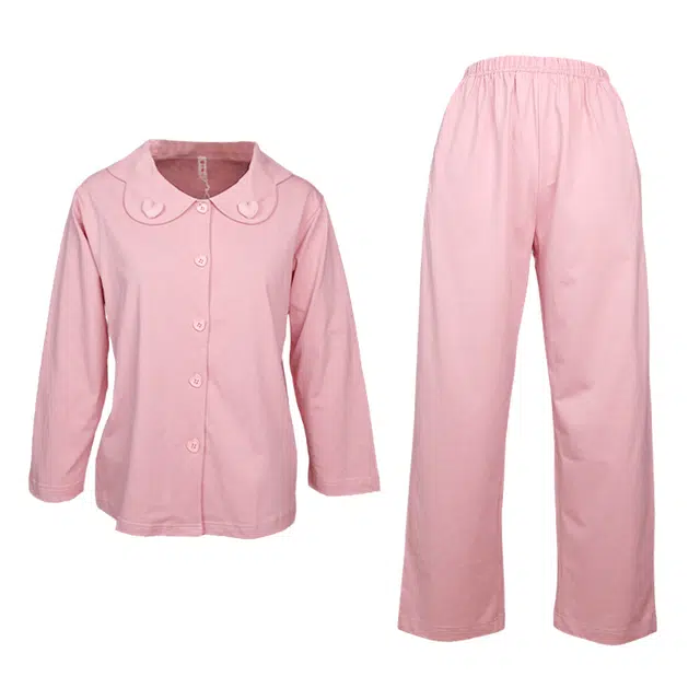 芬腾 家居服韩版开衫长袖长裤舒适透气甜美可外穿睡衣套装 女款 暖粉