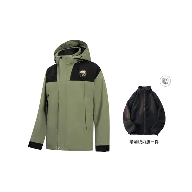王者荣耀  鲁班七号星空梦想款 美式户外机能抗冻防风御寒山系字母拉链可脱卸帽  防水透气保暖冲锋衣 男女同款 黑色