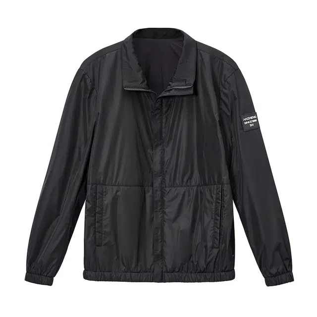 安正 袖子字母贴标立领拉链夹克 男款