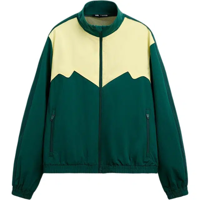 ZARA Casual Stand Collar Jacket Green