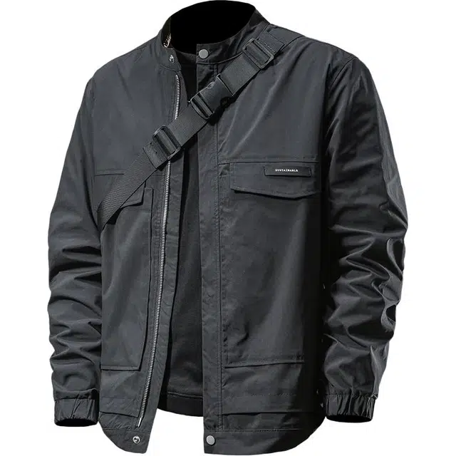 季言 户外防水防风立领夹克外套 男款 黑色