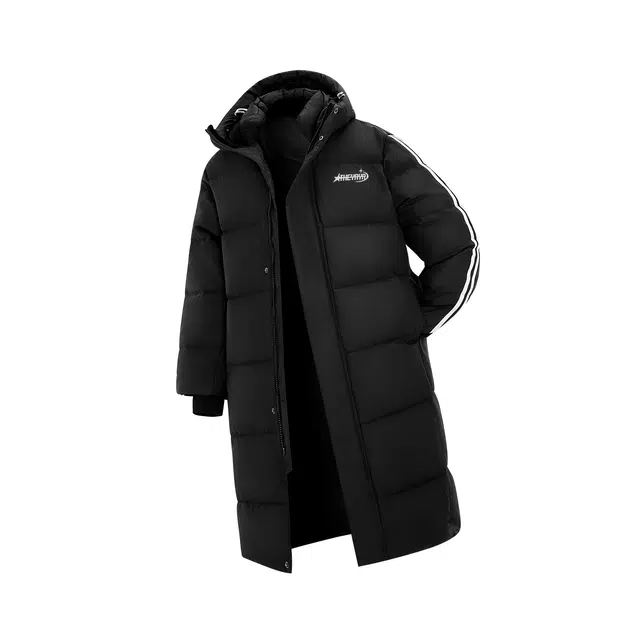 鸭鸭 户外运动通勤纯色经典加厚加绒防风抗寒锁温保暖性强重磅防风保暖可拆卸连帽潮流穿搭长款羽绒服 男女同款