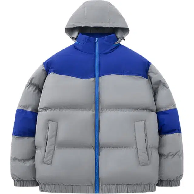 极限涡轮 简约撞色面包服保暖个性高级感外套棉服 男女同款 灰蓝色