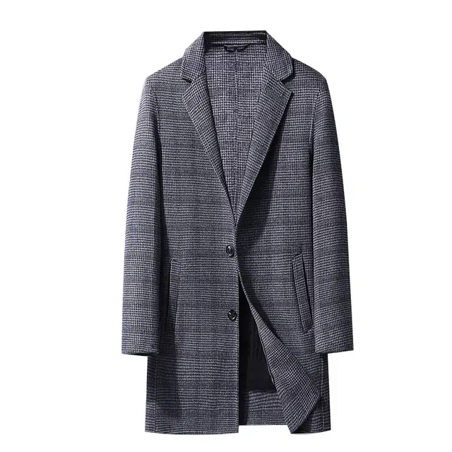 雅鹿 经典中长款商务休闲时尚绒感外套 男款 格子