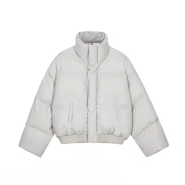 物质公式 美式复古高街立领短款面包服棉衣纯色基础款拉链宽松加厚保暖防寒长袖外套棉服 男女同款