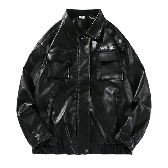 雅鹿 复古纯色简约字母宽松夹克外套 男女同款