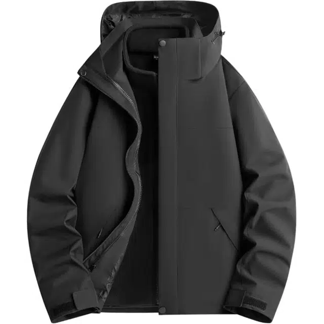 雅鹿  纯色百搭时尚  防水防风耐磨冲锋衣 男女同款