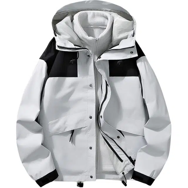 雅鹿  美式复古山系休闲拼色连帽设计感工装纽扣潮流百搭  防风耐磨冲锋衣 男女同款