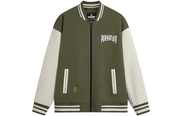 特步 字母拼接拉链长袖棒球服 男款