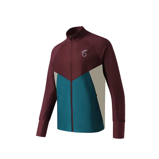 马孔多 拼接立领修身插肩长袖拉链绒感外套 男款 樱桃红漆