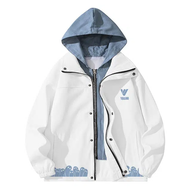 雅鹿 简约舒适透气防风假两件连帽宽松落肩长袖夹克外套 男女同款