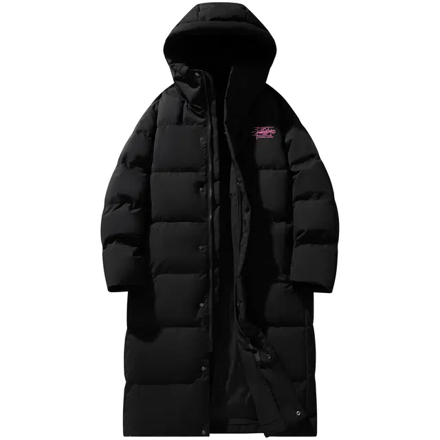 帕丁顿熊 基础简约发泡花体字母印花纯色宽松休闲面包服防风防寒保暖加厚长款羽绒服 男女同款