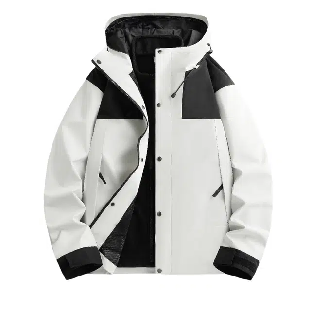 雅鹿  拼色连帽拉链  防水防风防紫外线冲锋衣 男女同款