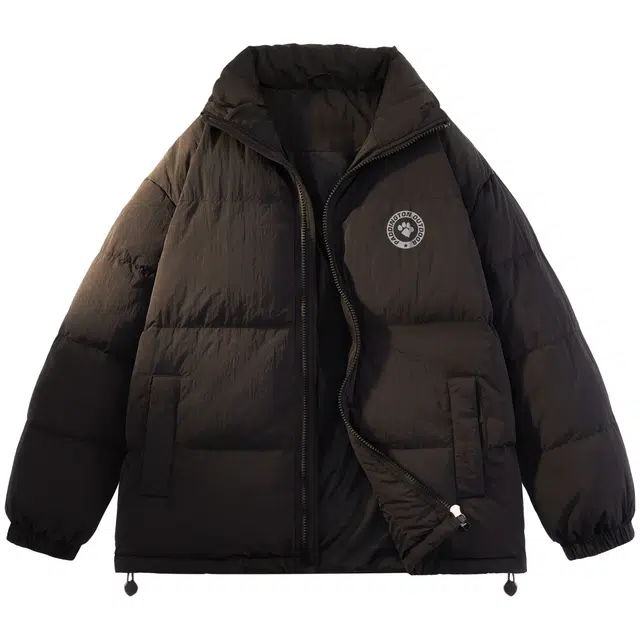 帕丁顿熊 简约徽章反光印花宽松休闲防风防寒保暖加厚羽绒服外套 男女同款