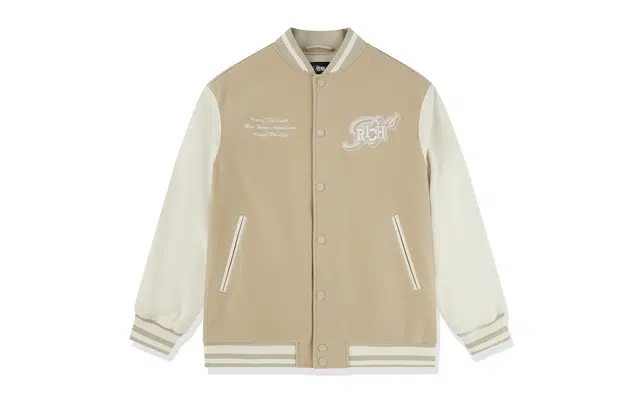 乔丹 舒适休闲简约字母印花宽松夹克外套 男款 果仁色/奶油白