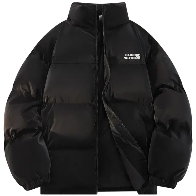 帕丁顿熊 基础简约小熊字母印花纯色宽松休闲面包服防风防寒保暖加厚羽绒服 男女同款