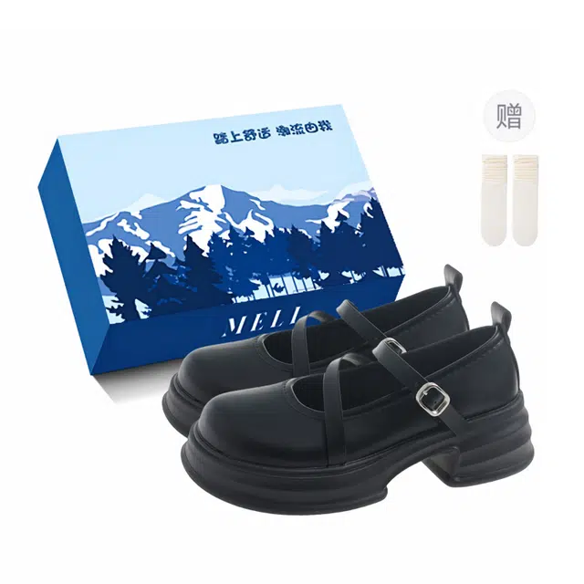 小鹿米利 合成革 百搭 舒适 时尚 方跟 玛丽珍鞋 中跟 女