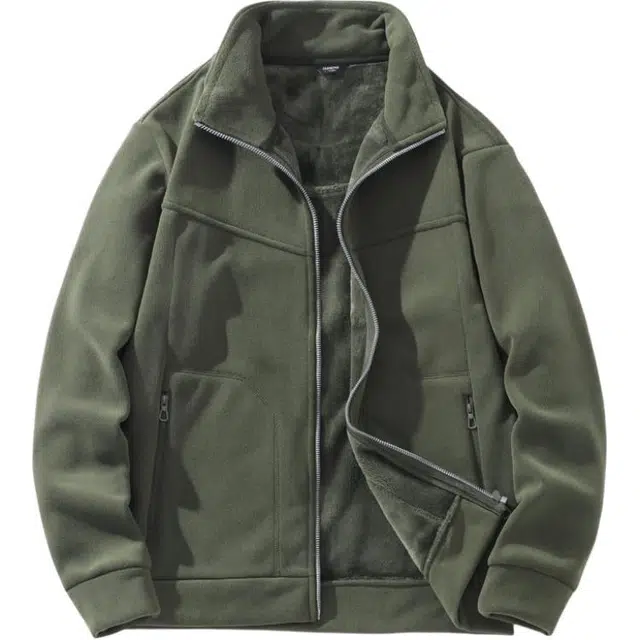 极限涡轮 潮流纯色抓绒奥粒绒保暖舒适时尚百搭开衫内胆夹克外套 男女同款