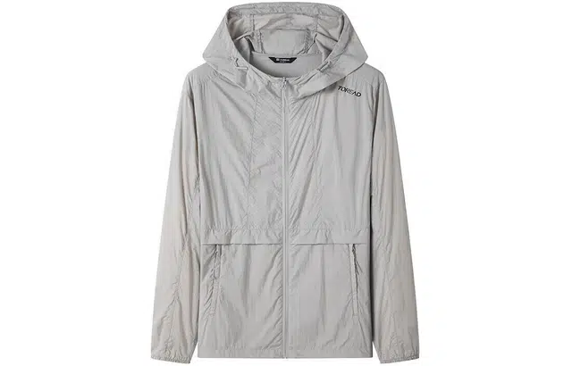 探路者 纯色连帽透气舒适宽松防晒服 男款 明灰