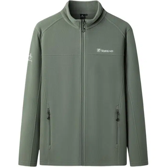 探路者 舒适防风吸湿透气绒感外套 男款 灰绿