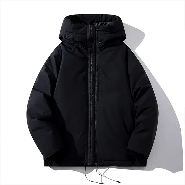 几朴 日系白鸭绒简约设计休闲保暖羽绒服 男女同款 黑色