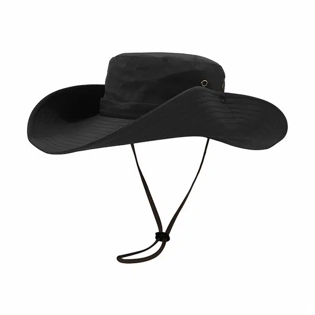 木林森 户外露营徒步登山沙漠防晒遮阳大眼卷边西部牛仔钓鱼纯色休闲百搭大头围显脸小 聚酯纤维 渔夫帽 男女同款情侣款