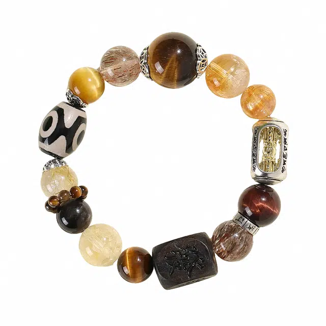 周百福 招财进宝 钱途无量 新中式复古民族风 轻奢小众设计感 百搭精致高级感 个性多宝天珠串珠手饰#好运 虎眼石 手串 男女同款情侣款