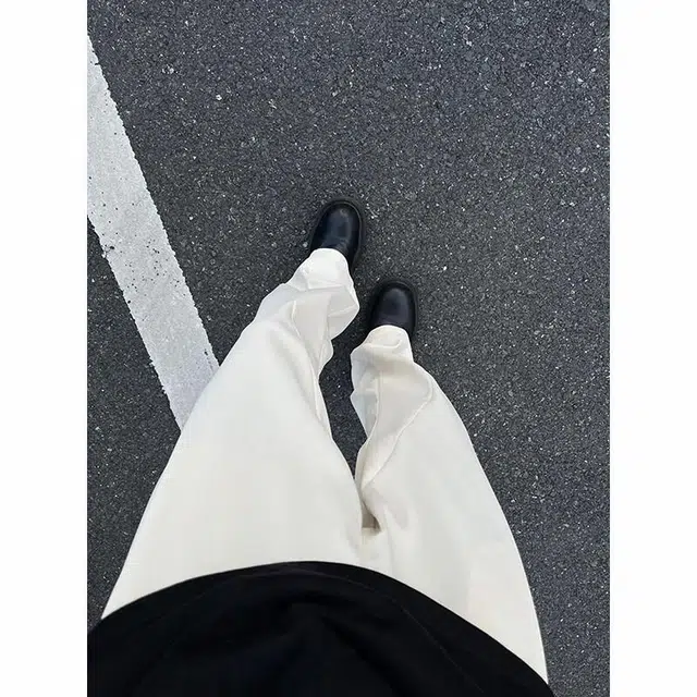 臣目 微喇垂坠感高级感马吉拉修身直筒休闲西装裤 男款