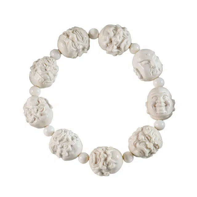 素于 新中式国潮精工雕刻轻奢高级感 诸事顺遂 福禄双全 八方来财转运国风念珠 猛犸 玉石手串 男女同款情侣款