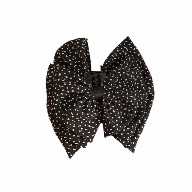 妖娆猫 气质爆款法式复古三层波点大蝴蝶结夏季高级感马尾鲨鱼后脑勺 树脂 发夹 女款