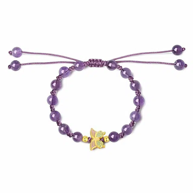 翠雅金楼 九紫离火运 梦幻蝴蝶飞舞 编绳手饰 事业学业运能量石小众设计简约高级感#好运天然 紫水晶 手链 女款
