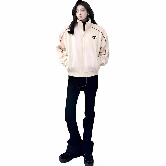 雅鹿 复古潮流简约基础款立领工装飞行员线条设计时尚宽松休闲落肩袖百搭通勤夹克外套 男女同款 卡其