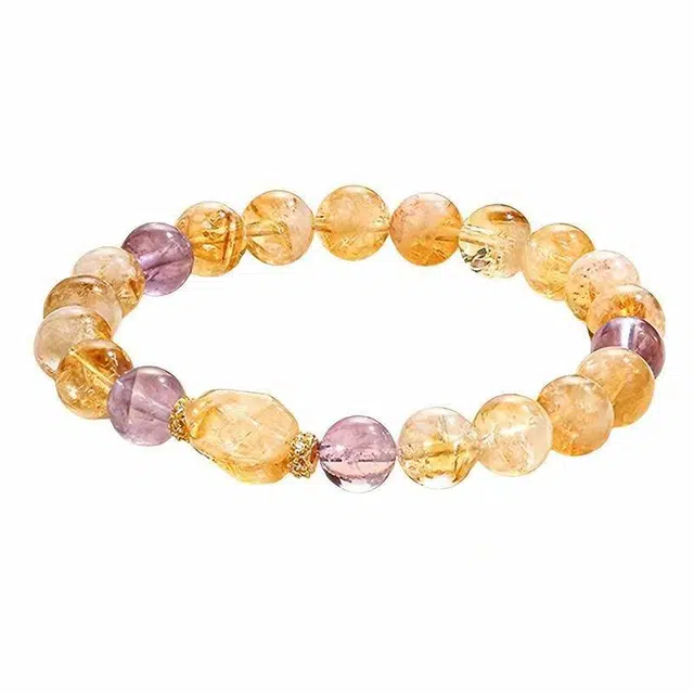 陌阡雪 财源滚滚 招财进宝 八方来财  新中式精致百搭手饰天然 黄水晶 手串 男女同款情侣款