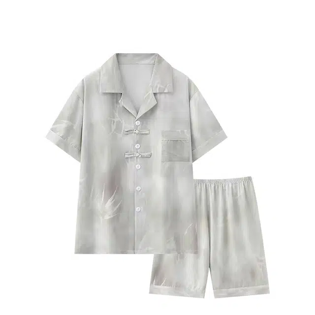 俏韵 小翻领高级感帅气时尚家居服可外穿睡衣套装 男款 灰色