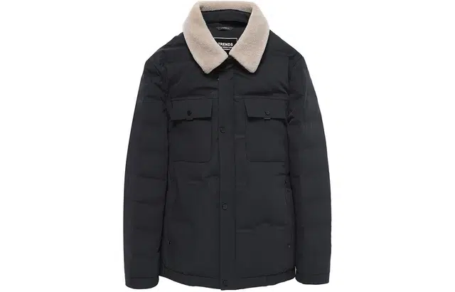恒源祥 翻领纯色商务休闲纯色羽绒服 男款 黑色