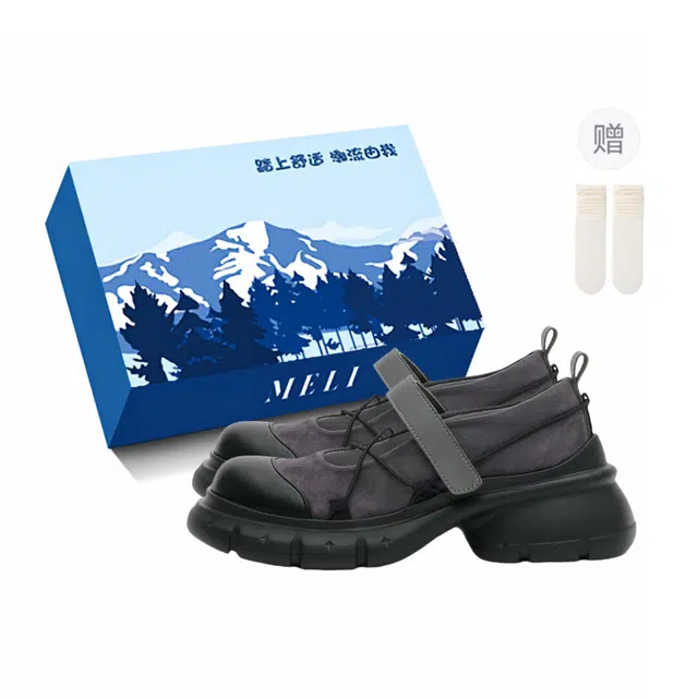 小鹿米利 合成革 厚底日系学院 粗跟 玛丽珍鞋 女