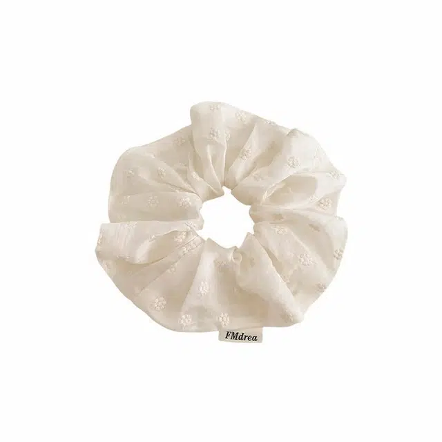 水中玉 韩系白色方巾大肠发圈碎花发饰发绳皮套头饰 皮筋 头绳 女款