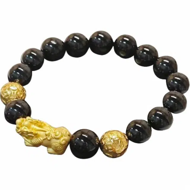 福柚 新中式招财貔貅吞金纳银国潮复古转运珠 黑檀 木作手串 男女同款情侣款