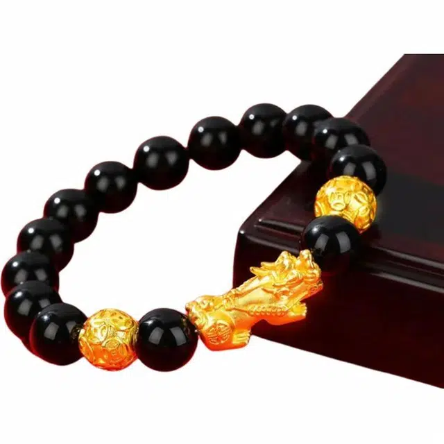 福柚 新中式招财貔貅吞金纳银国潮复古转运珠 黑檀 木作手串 男女同款情侣款