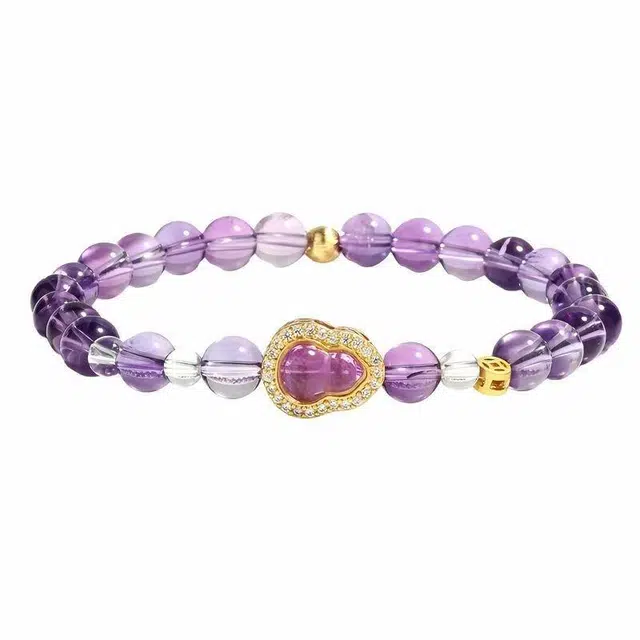 陌阡雪 【福禄葫芦】九紫离火 新中式复古气质轻奢高级感 学业事业顺利上岸 增强磁场#好运天然 紫水晶 手串 男女同款情侣款