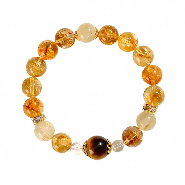 陌阡雪 【日富一日 八方来财】聚宝盆 吸金体 新中式招财纳福轻奢高级感 暴富 精致#好运天然 黄水晶 手串 男女同款情侣款