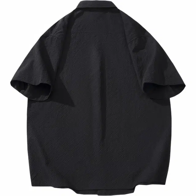 希越 薄款宽松休闲百搭痞帅翻领短袖衬衫 男款 黑色