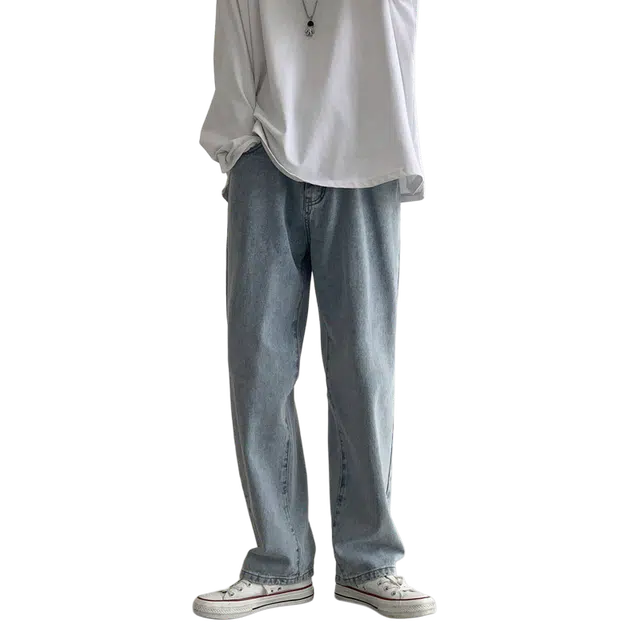 北极绒 美式高街舒适时尚潮流垂感直筒宽松牛仔裤 男款