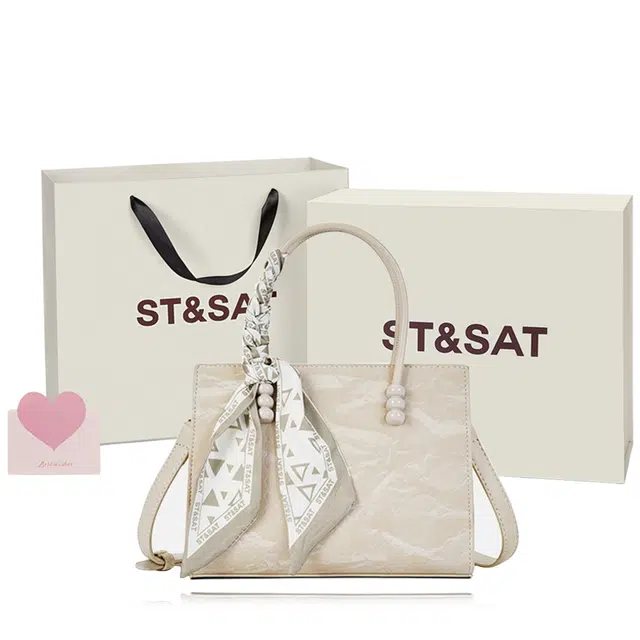 星期六 女士百搭通勤包大容量丝巾包少女包饼干压纹手提包 合成革 单肩斜挎包 女款 多色