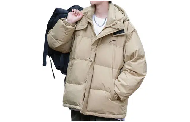贵人鸟 纯色连帽保暖羽绒服 男款