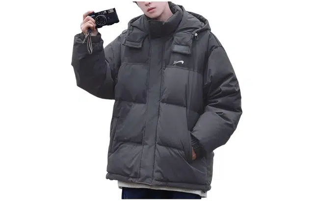 贵人鸟 纯色连帽保暖羽绒服 男款