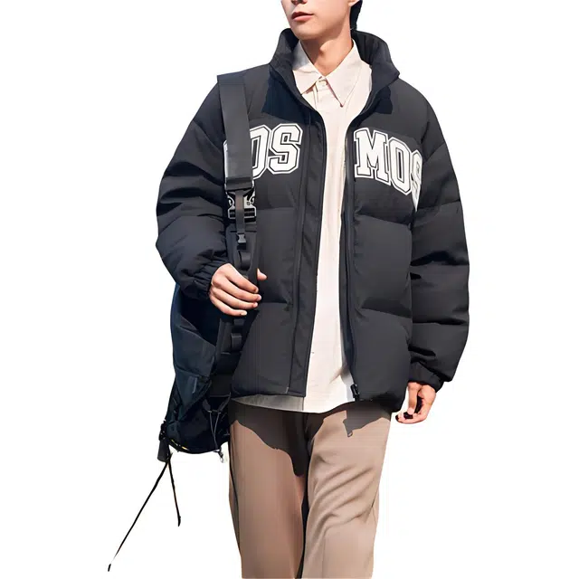 森马 复古美式宽松落肩字母羽绒服 男款