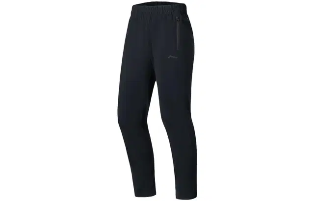 李宁 训练系列 纯色透气吸汗束脚针织运动裤 男款 黑色